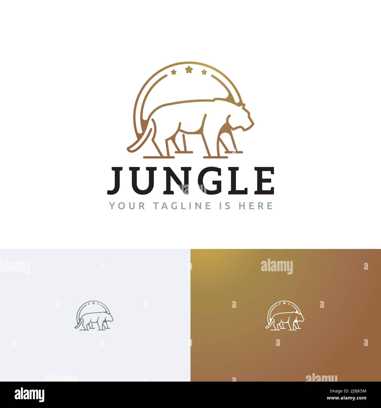 Logo rétro Jungle Star Tiger Animal Wildlife Vintage Illustration de Vecteur