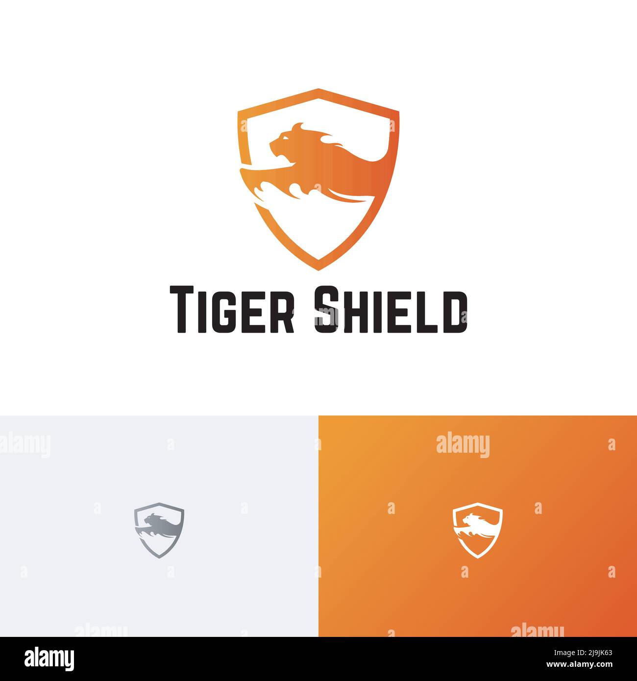 Logo d'animal sauvage de la protection contre le feu de flamme brûlée de l'écran de tigre Illustration de Vecteur