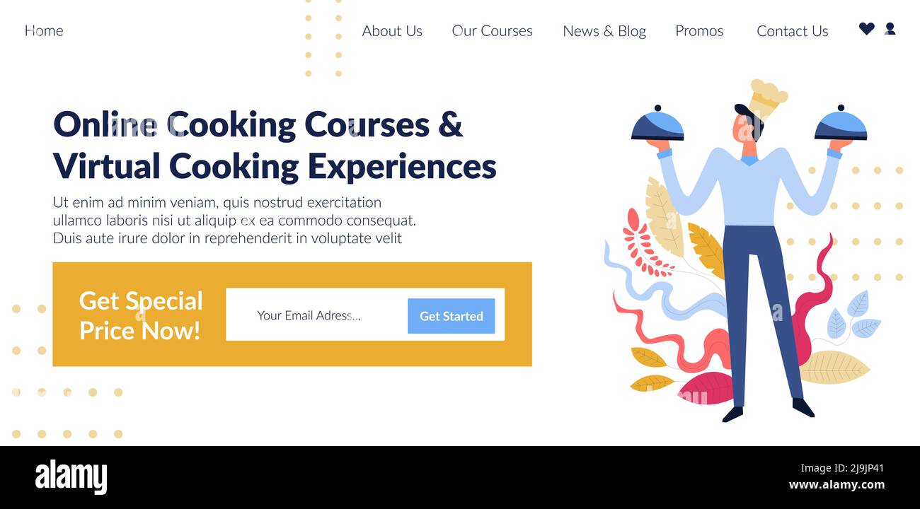 Cours de cuisine en ligne et expérience virtuelle Illustration de Vecteur