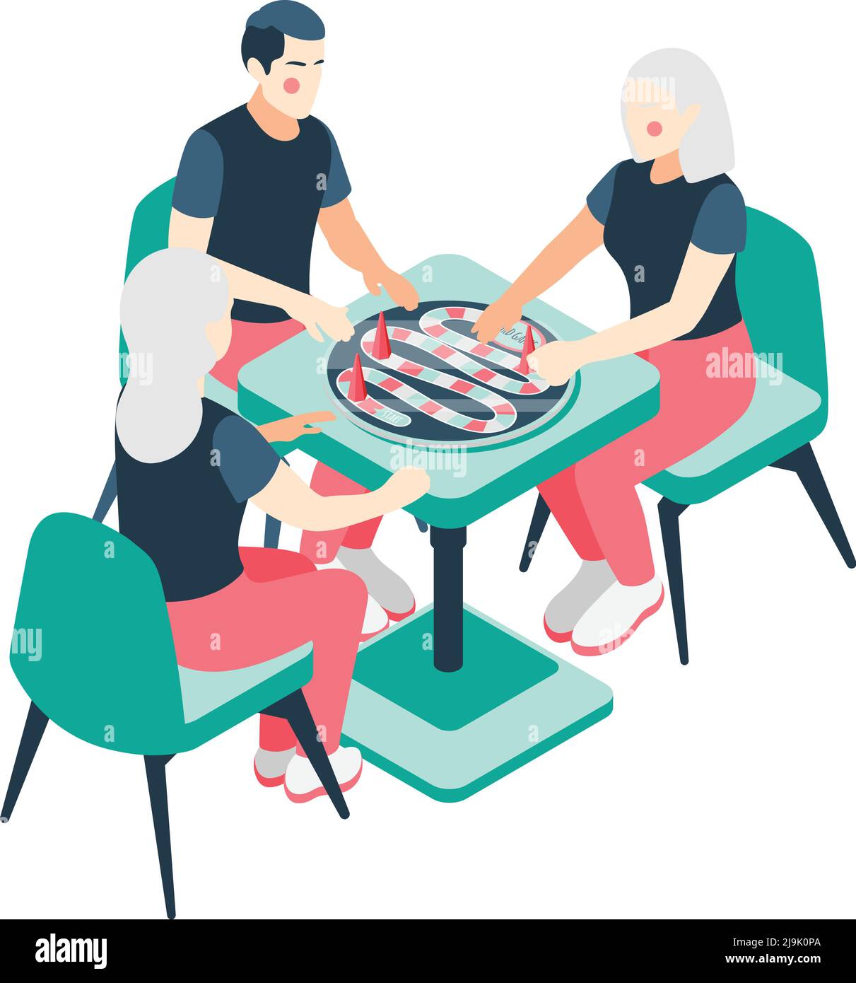 Jeux de société isométrique avec jeu couples familles illustration vectorielle Illustration de Vecteur