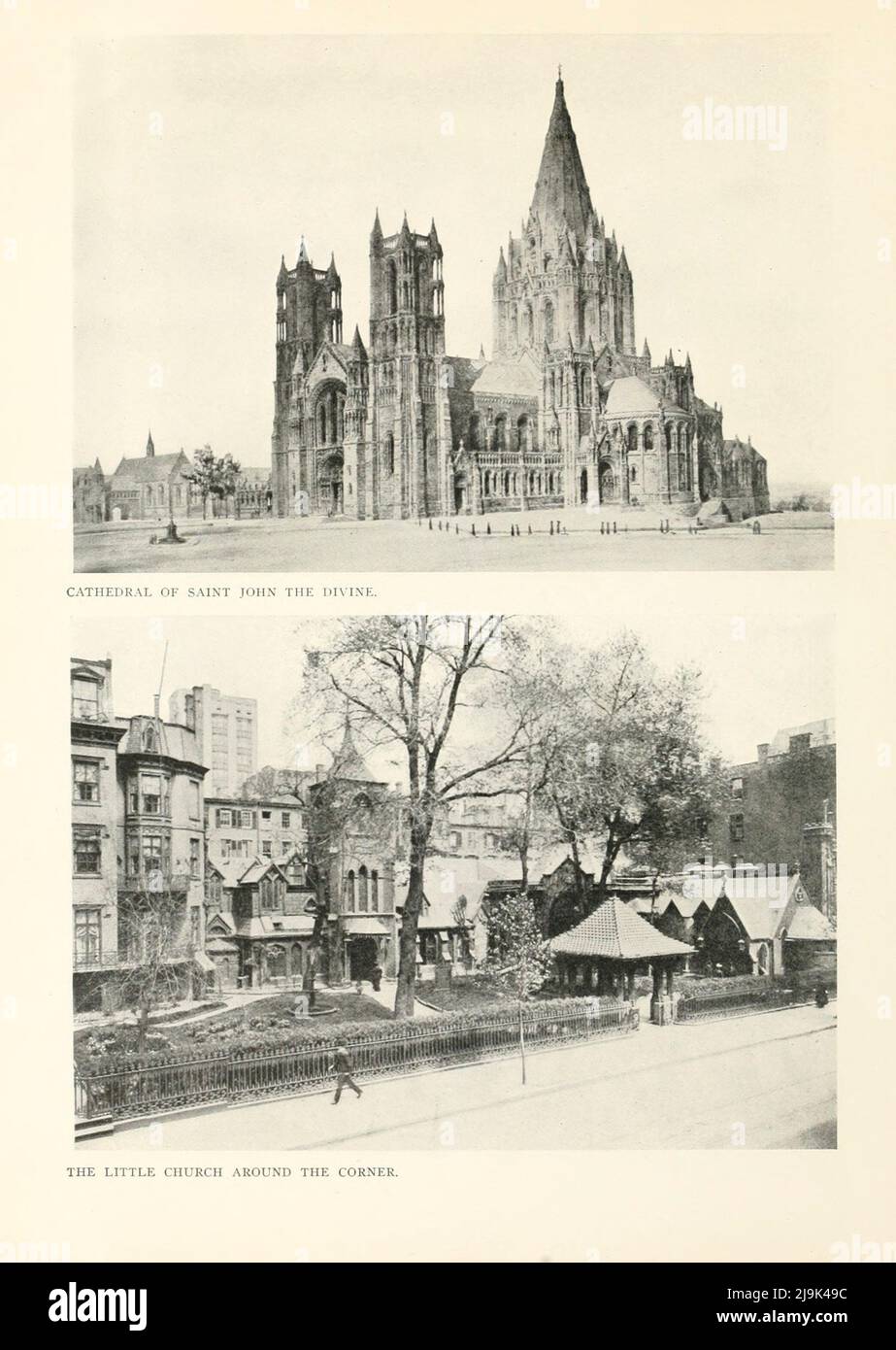 Cathédrale Saint John le Divin; la petite église autour du coin du livre ' New York Illustrated ' Date de publication 1911 Editeur New York : Success postal Card Co Banque D'Images