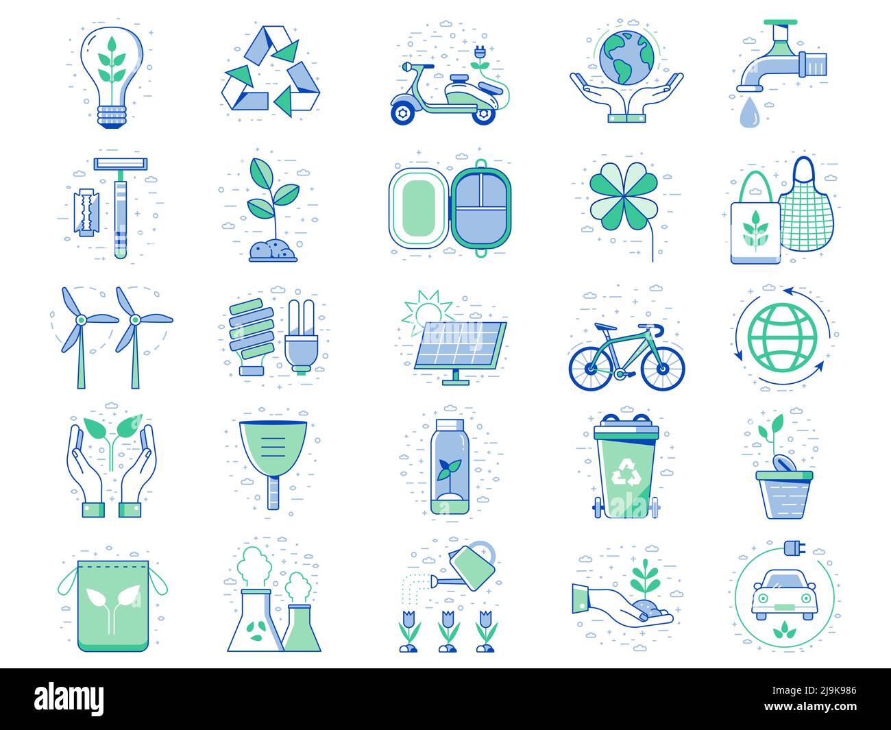 Icônes de la gamme Living Planet Care écologique Illustration de Vecteur