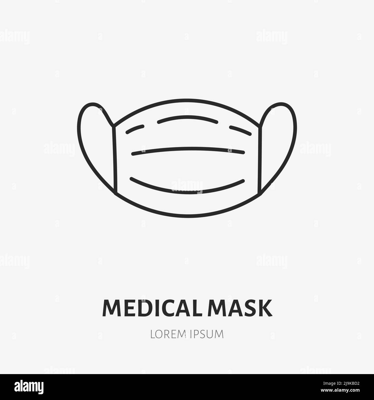 Icône de la ligne d'un masque médical. Illustration vectorielle fine de l'équipement de protection contre le coronavirus. Signe linéaire de couleur noire pour la prévention des virus Illustration de Vecteur