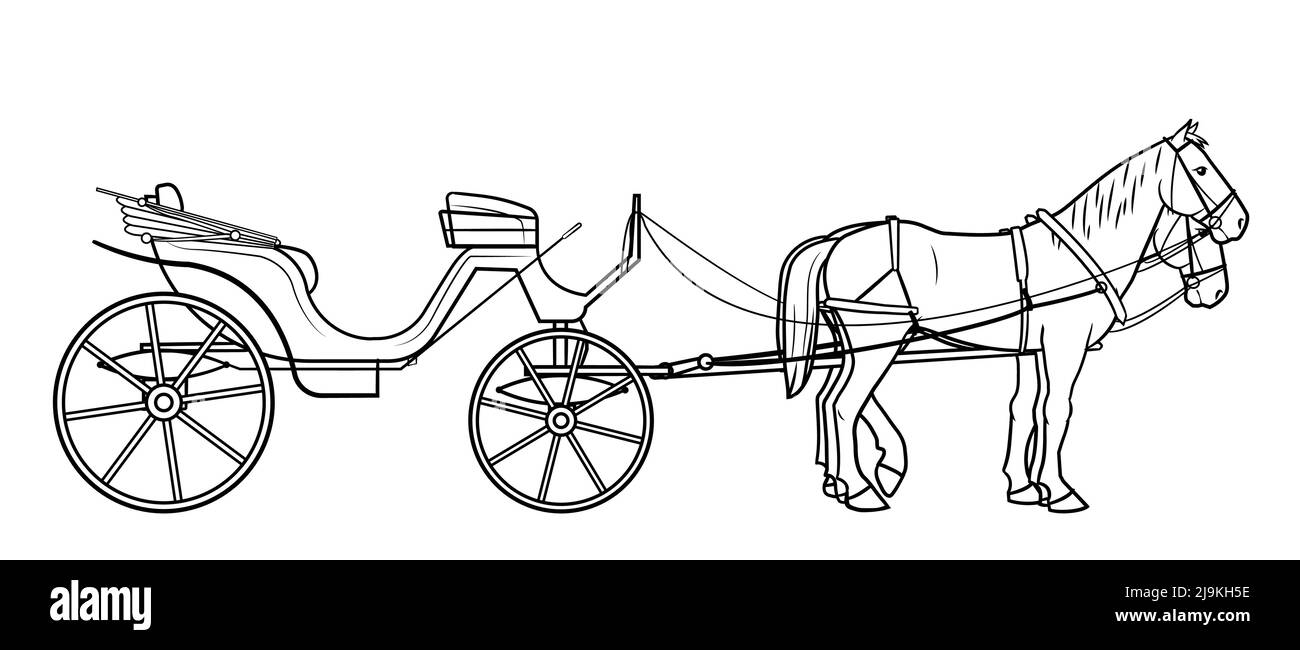 Illustration classique du vecteur de chariot de cheval. Illustration de Vecteur