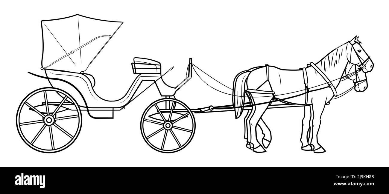 Illustration classique du vecteur de chariot de cheval. Illustration de Vecteur