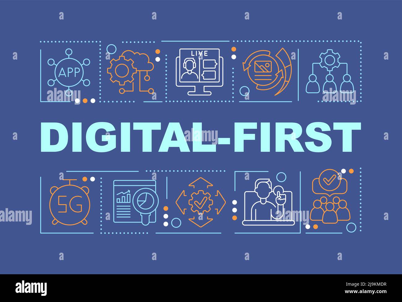 Bannière bleu foncé concepts de premier mot numérique Illustration de Vecteur