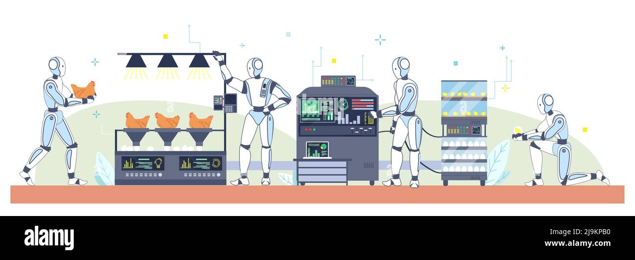 Smart Farm Technology Vector Chick Smart incubateur Illustration de Vecteur