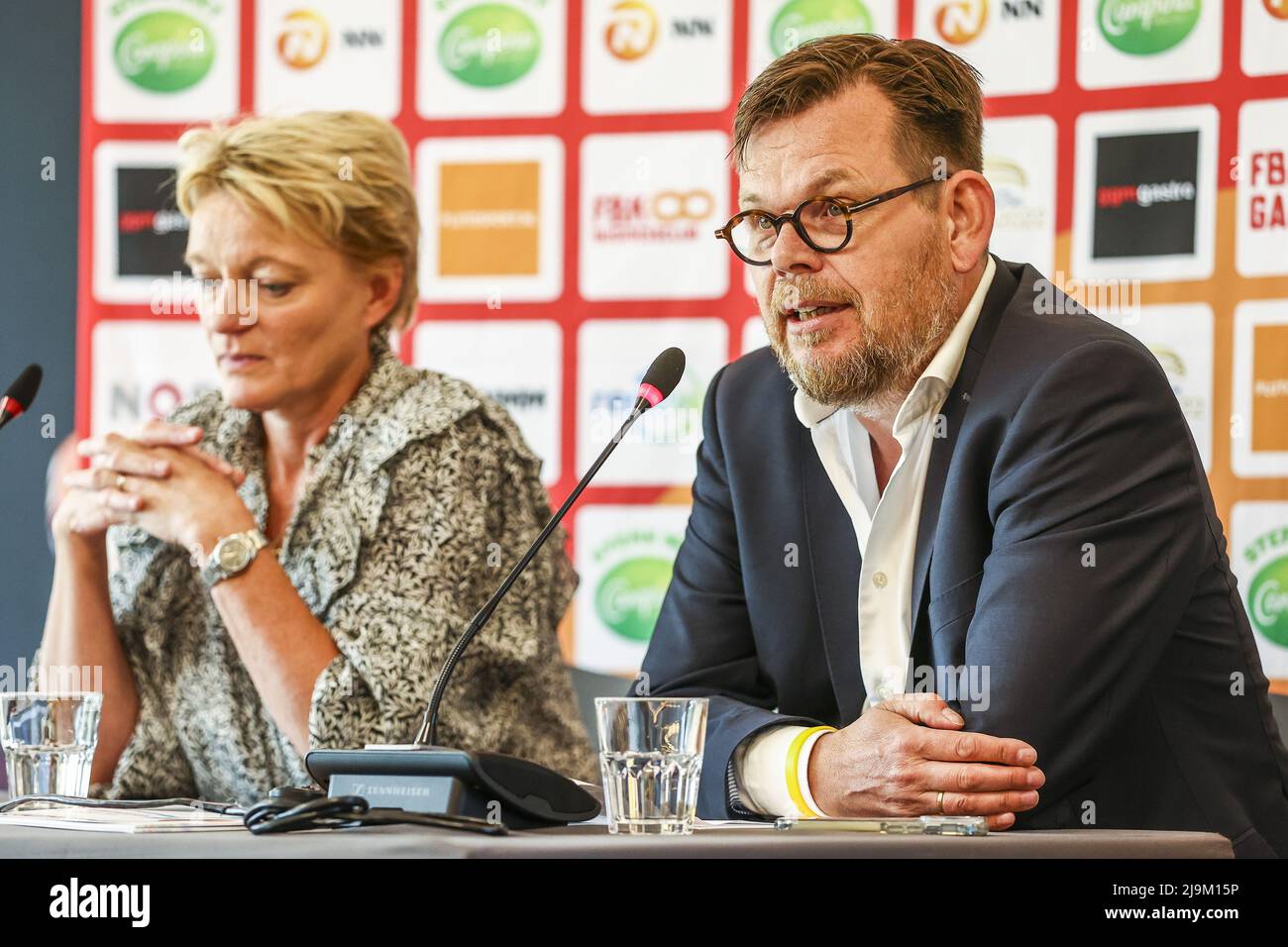 ARNHEM - pays-Bas, 2022-05-24 13:03:21 ARNHEM - Ellen van Langen et Hans Kloosterman (lr) lors d'une conférence de presse sur les Jeux FBK 2022. ANP VINCENT netherlands Out - belgique Out Banque D'Images