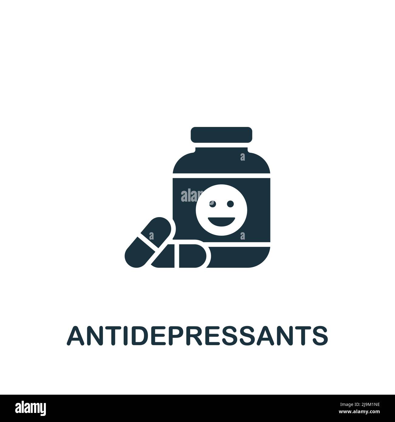 Icône des antidépresseurs. Monochrome simple Psychologie icône pour modèles, web design et infographies Illustration de Vecteur