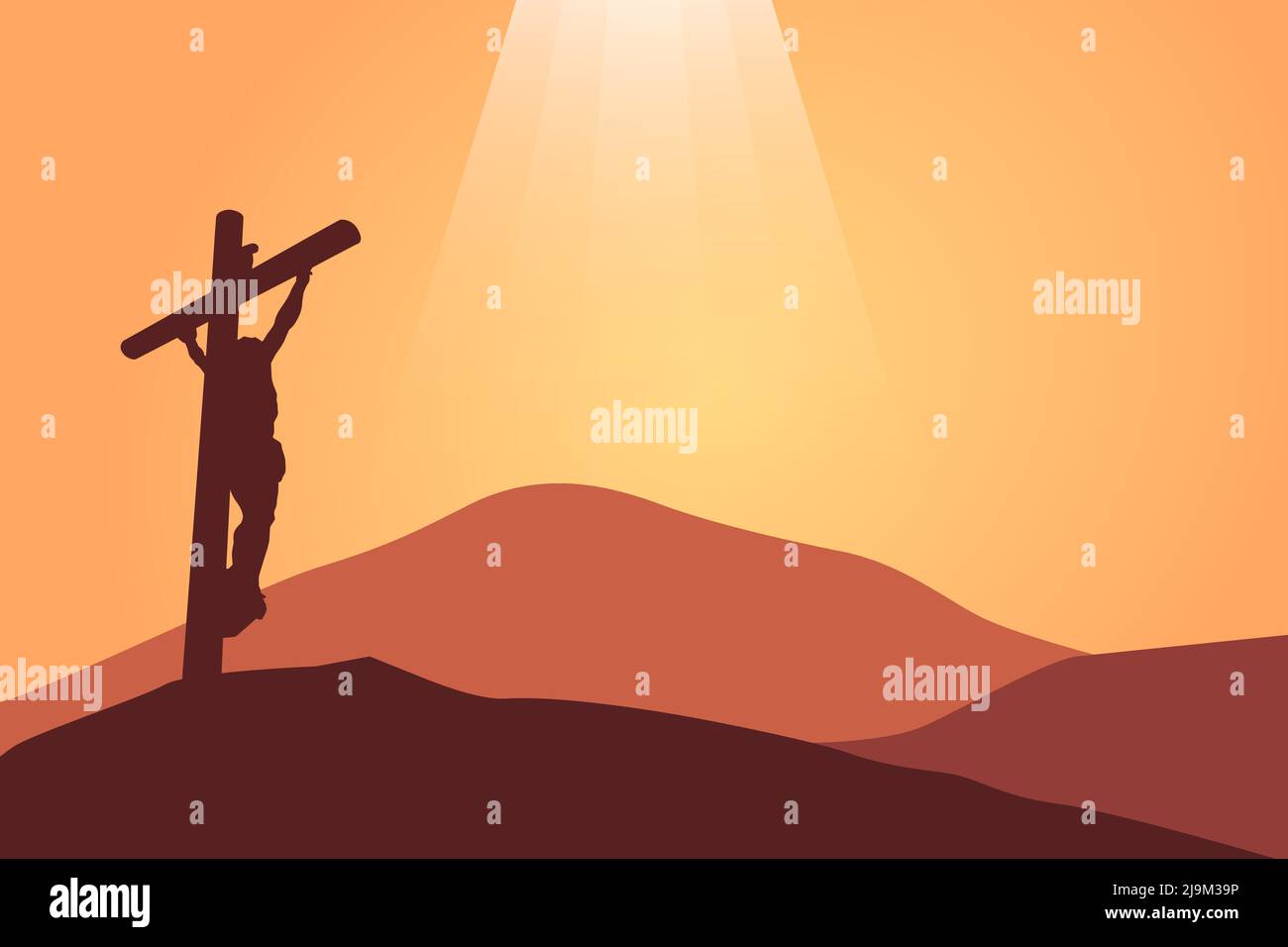 Le Vendredi Saint illustration du vecteur biblique, vue arrière de Jésus sur la croix Illustration de Vecteur