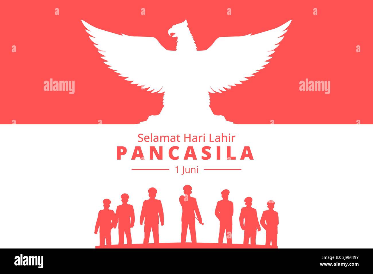 Bonne journée à Pancasila. Unité dans la diversité. Selamat Hari Lahir Pancasila 1 Juni. Illustration du vecteur plat Illustration de Vecteur