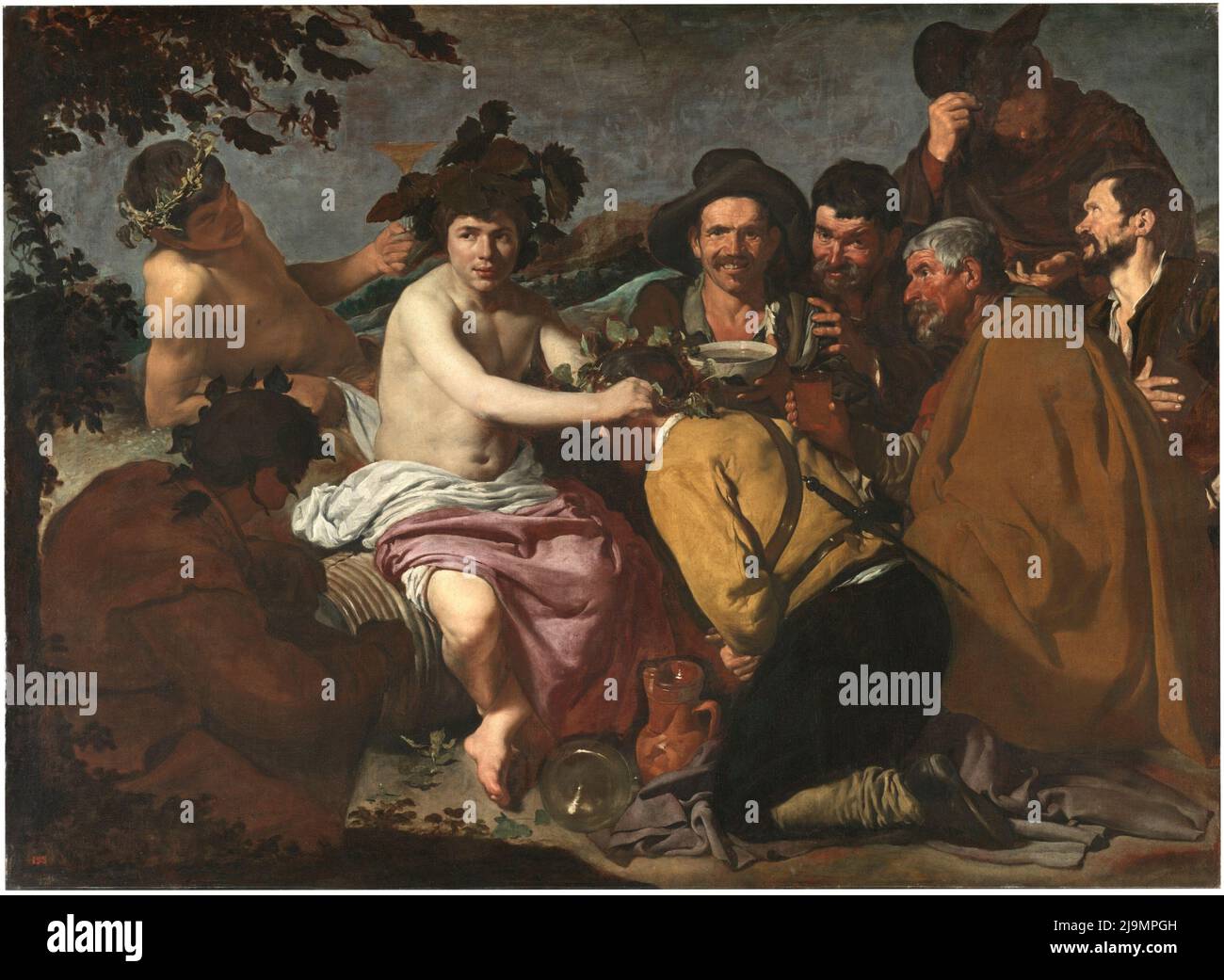 Titre: La fête de Bacchus Créateur: Diego Rodríguez de Silva y Velázquez Date: 1628 - 1629 Dimensions: 165 x 225 cm Moyen: Huile sur toile lieu: Museo Nacional del Prado Banque D'Images