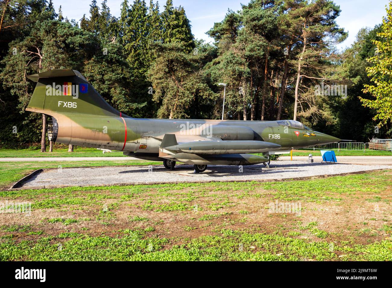 Exposition de vol de l'armée de l'air belge Lockheed F-104g Starfighter Fighter Fighter Preserved à la base aérienne de Kleine-Brogel. Belgique - 8 septembre 2018 Banque D'Images