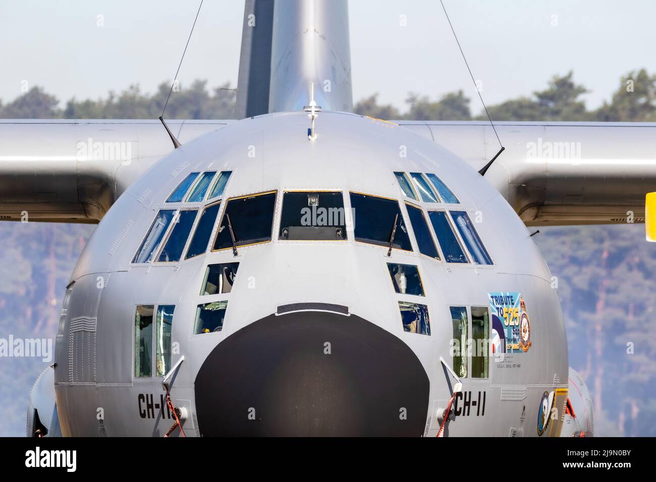 Lockheed C-130 Hercules de l'armée de l'air belge sur le tarmac de la base aérienne Kleine-Brogel. Belgique - 14 septembre 2019 Banque D'Images