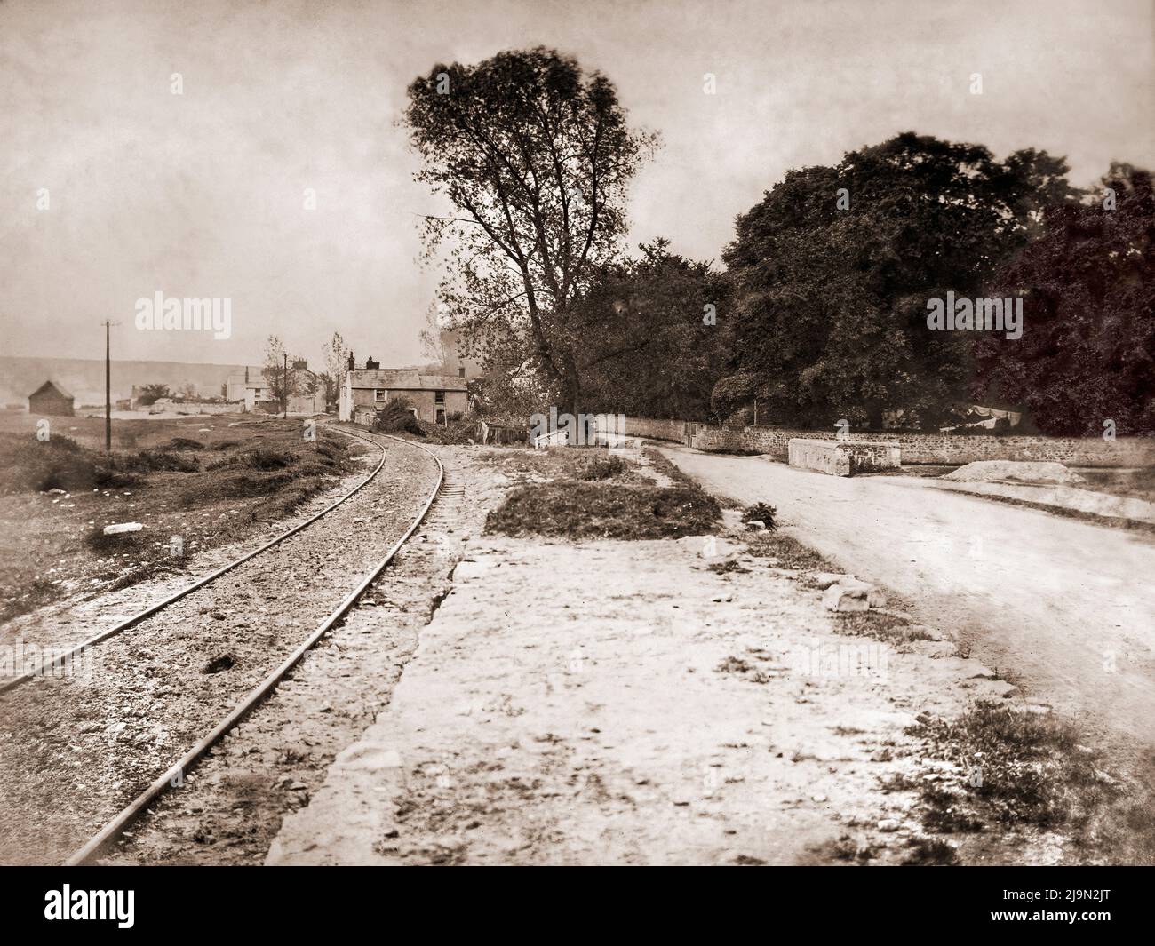 Tramway à vapeur de Swansea aux Mumbles, Gower, pays de Galles, Royaume-Uni, vers 1885 Banque D'Images