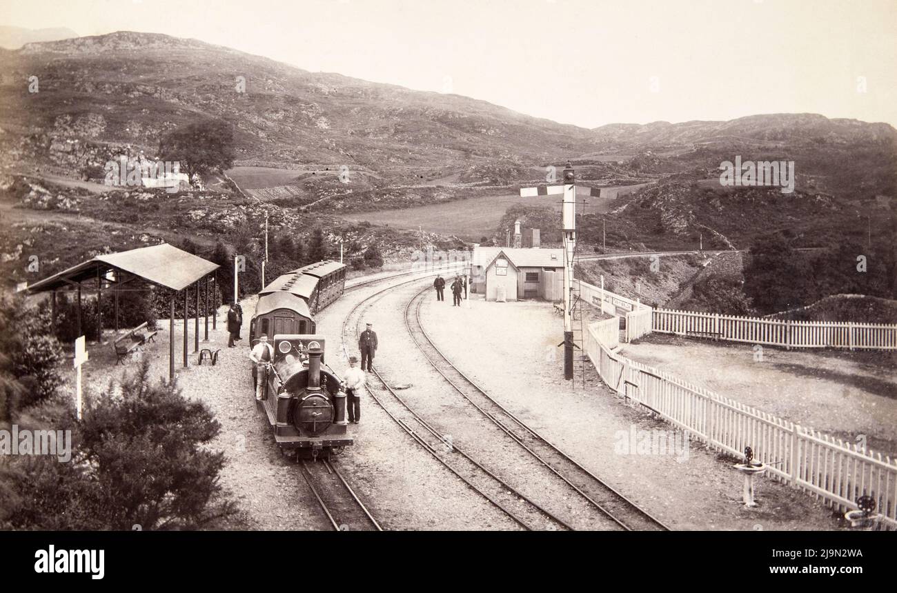 Tan y Bwlch, le chemin de fer du Toy appelé chemin de fer de petite jauge, photo de Bedford vers 1880 Banque D'Images