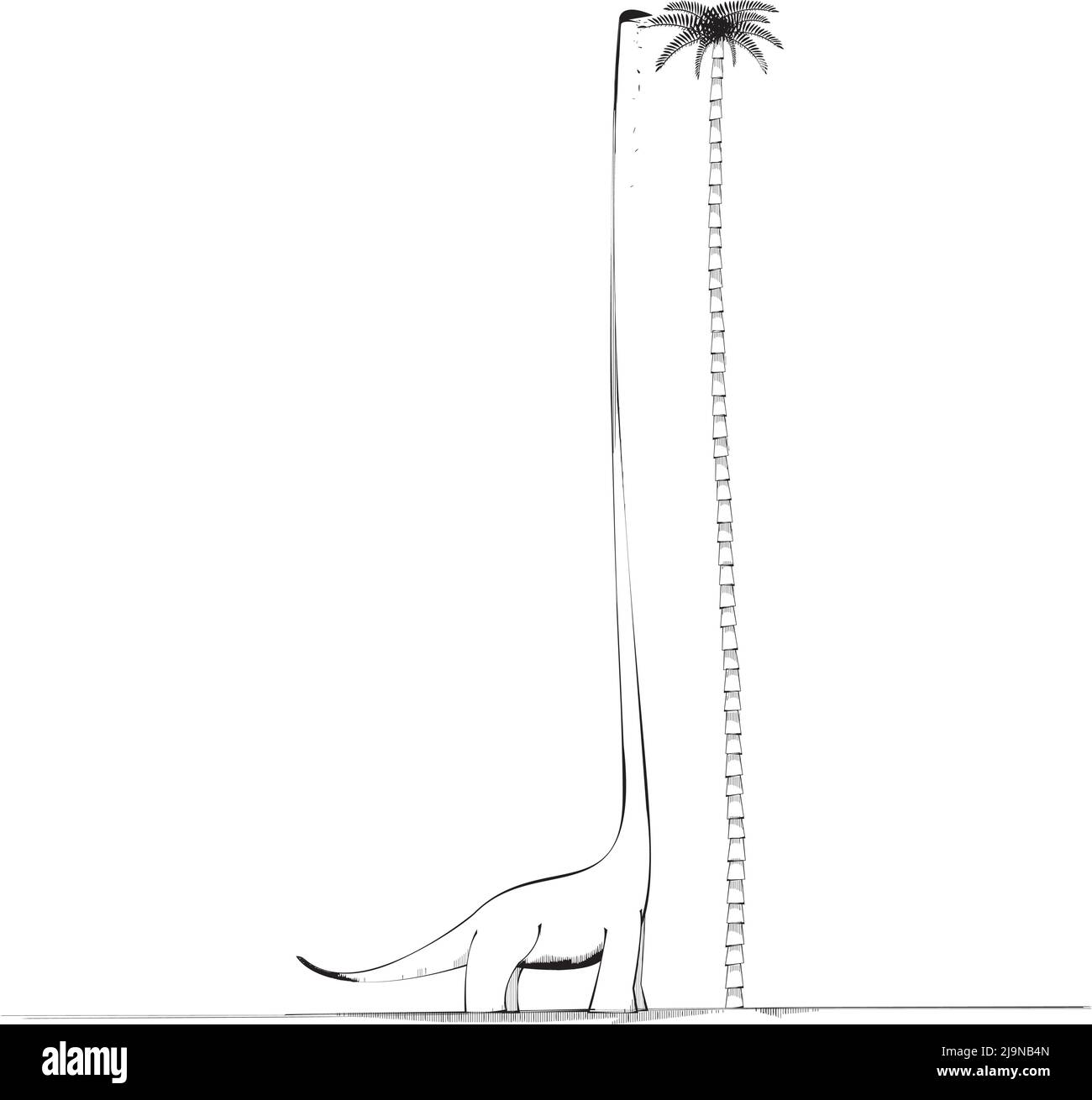 Le grand dinosaure mange un grand palmier Illustration de Vecteur