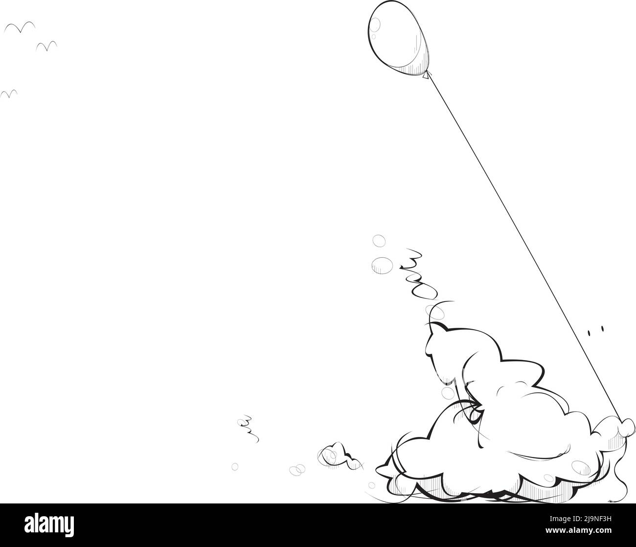 Le nuage vole avec un ballon de jouet Illustration de Vecteur