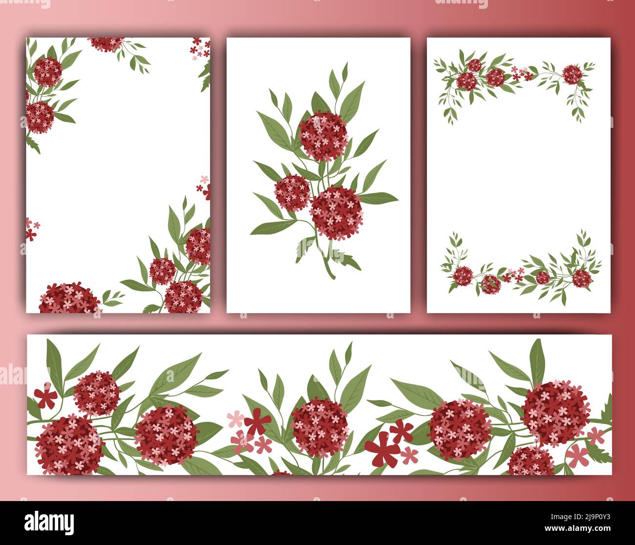 Ensemble de cadres et d'arrière-plans à motifs floraux vectoriels, style vintage tendance. Modèles vectoriels de cartes et couronnes, bordures pour le design, invitations de mariage, ba Illustration de Vecteur