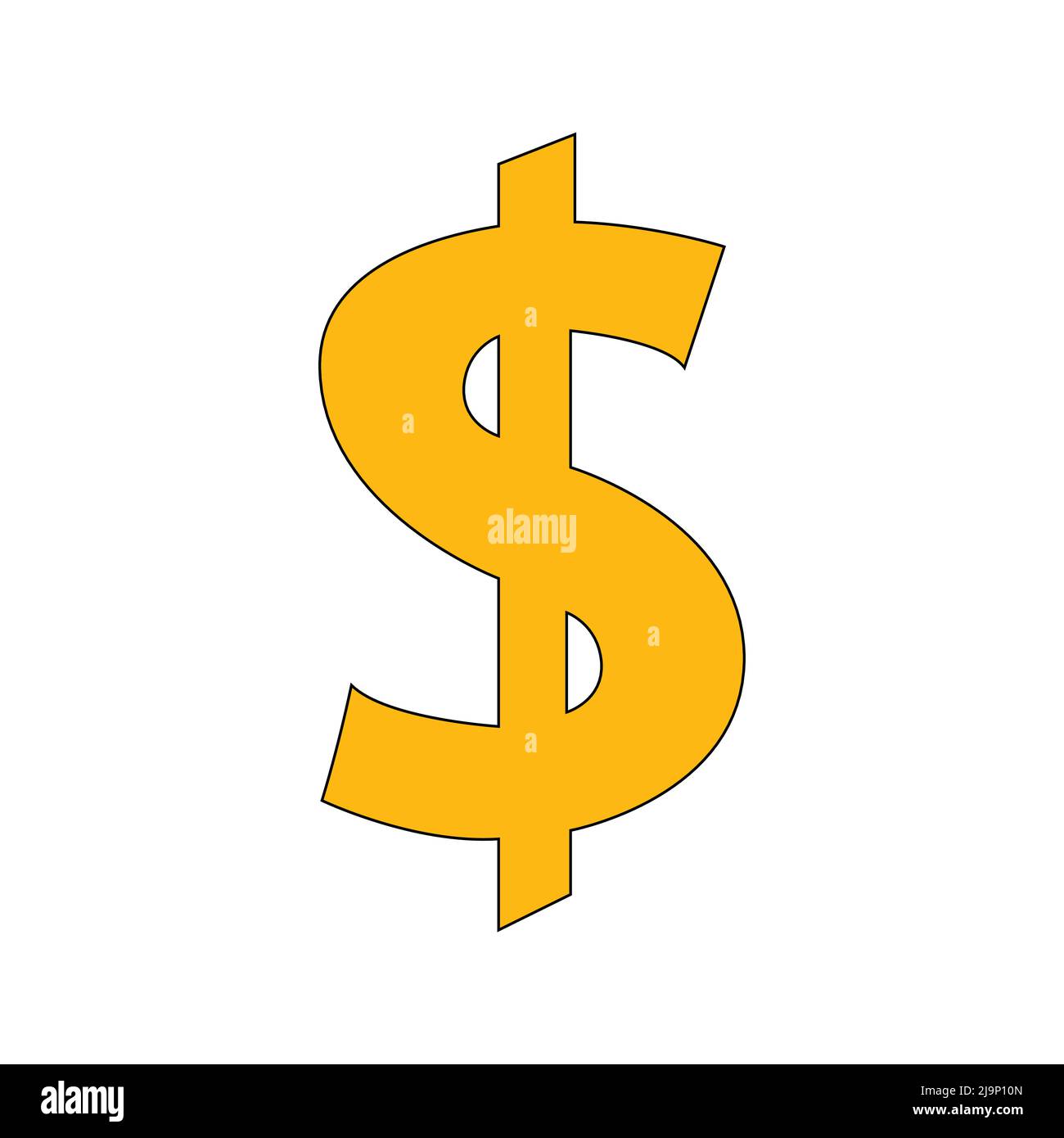 symbole dollar de couleur jaune. sur fond blanc Illustration de Vecteur