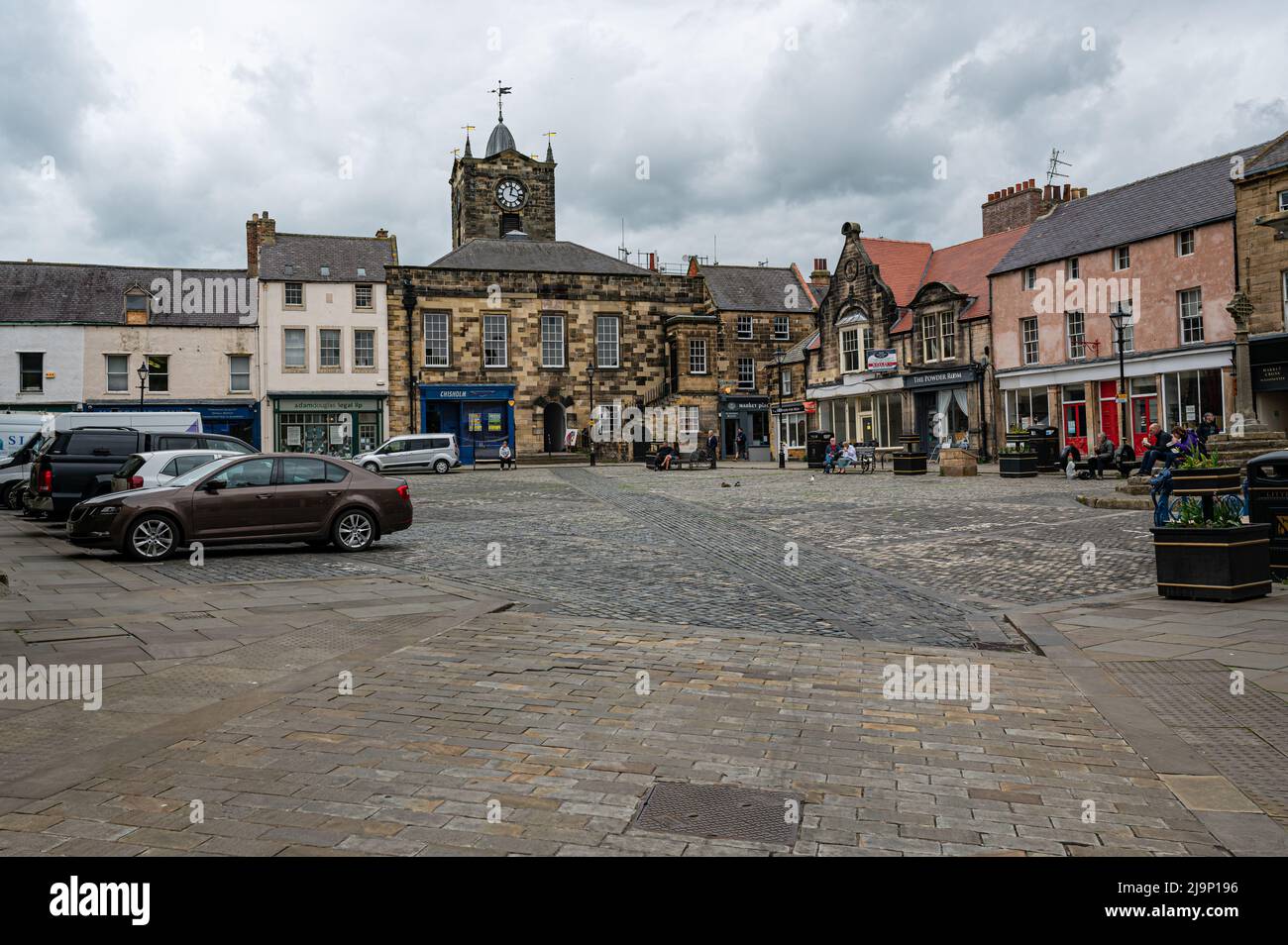 La place du marché la ville d'Alnwick, Northumberland. Banque D'Images