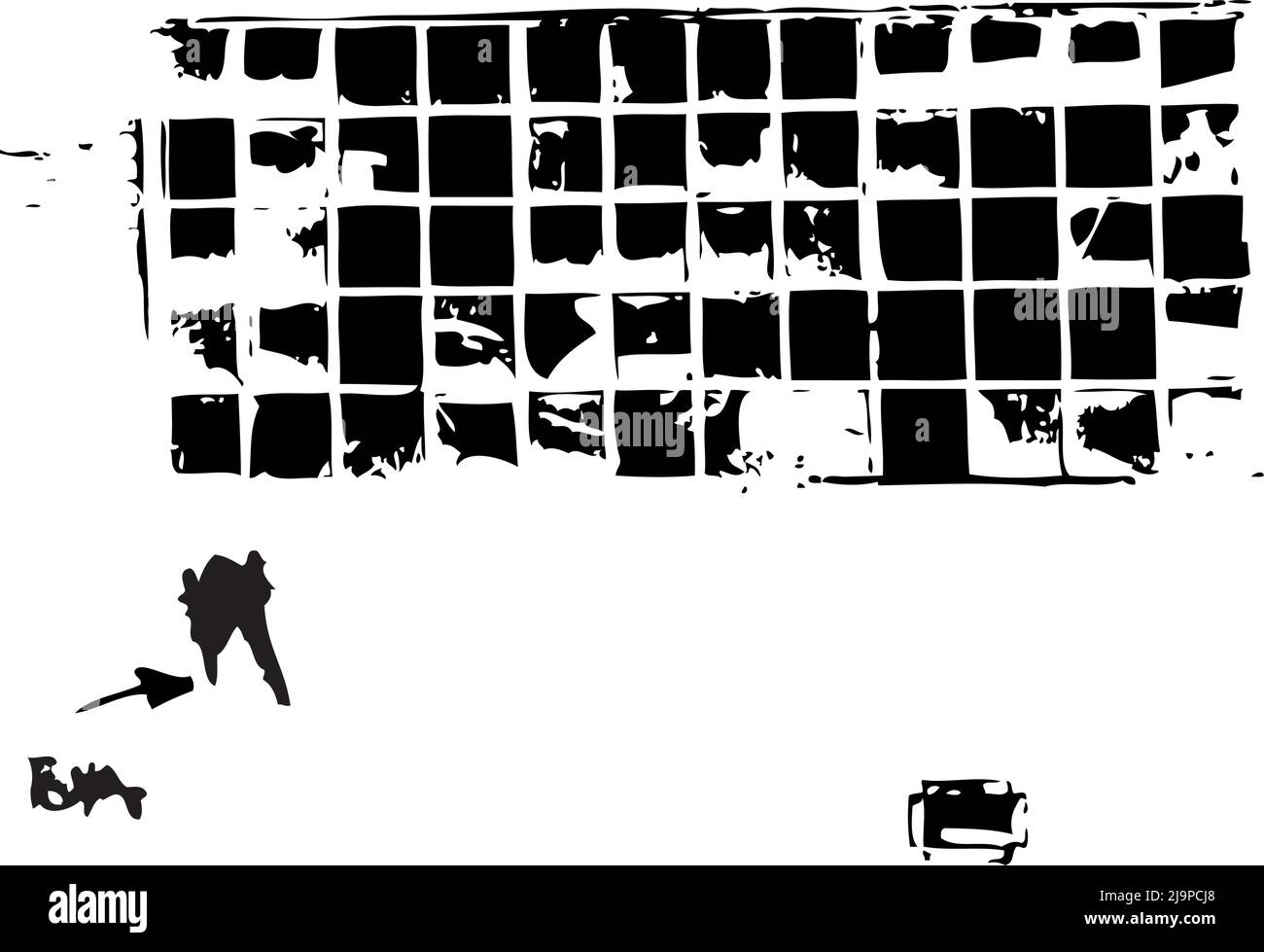 Fenêtre avec verre brisé, illustration vectorielle. Illustration de Vecteur