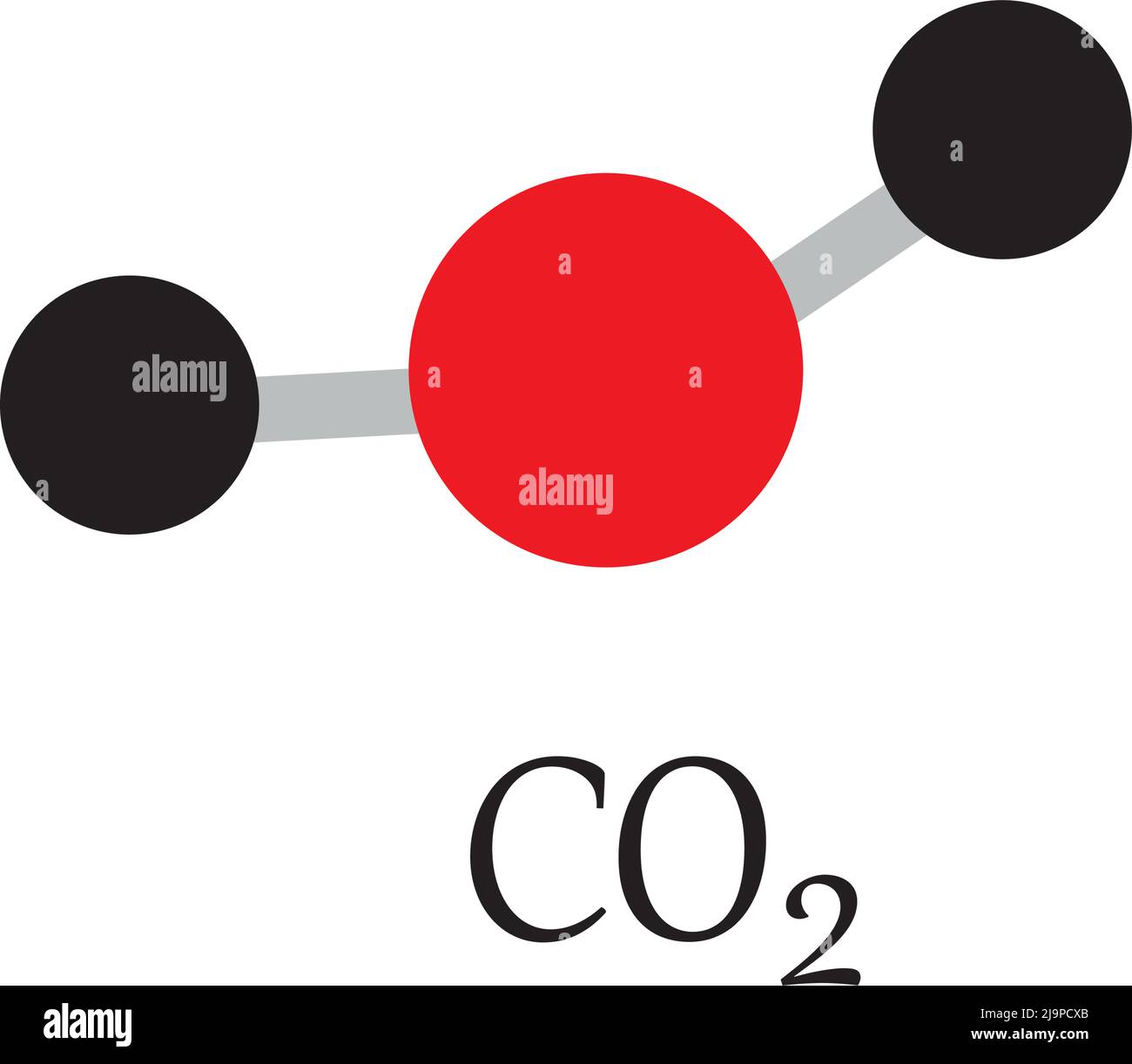 Modèle de dioxyde de carbone CO2 molécules et formules chimiques.structures géométriques et illustration sur fond blanc.contenu éducatif de la biologie. Illustration de Vecteur
