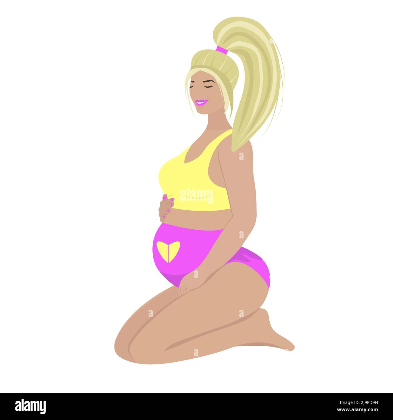 Jolie blonde enceinte en maillot de bain, illustration Illustration de Vecteur