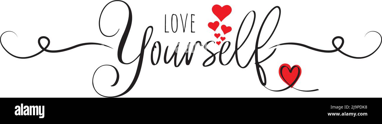 Aimez-vous, vecteur. Des citations positives motivantes. Design de l'élément verbal isolé sur fond blanc Illustration de Vecteur