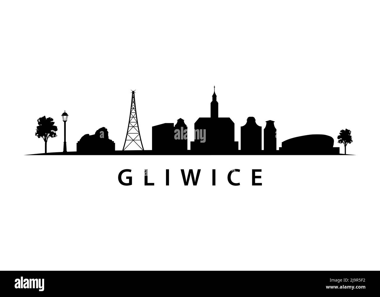 Gliwice City Skyline en Pologne, Silésie Town en Europe de l'est, Paysage urbain Illustration de Vecteur