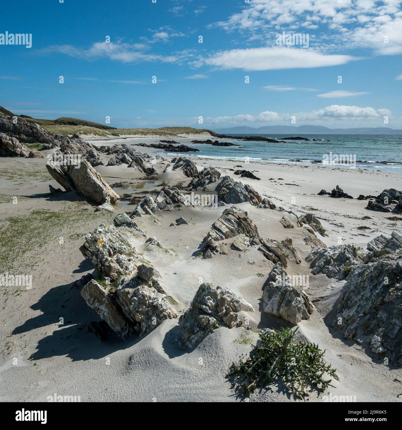 Superbes plages de sable blanc du Strand sur l'île Hebridean de Colonsay, Écosse, Royaume-Uni Banque D'Images