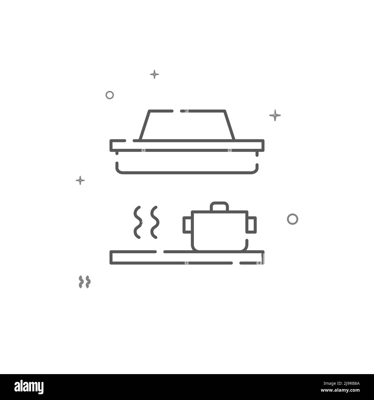 Une hotte et une table de cuisson sont des icônes représentant une simple ligne vectorielle. Symbole, pictogramme, panneau isolé sur fond blanc. Contour modifiable. Régler l'épaisseur de ligne. Illustration de Vecteur