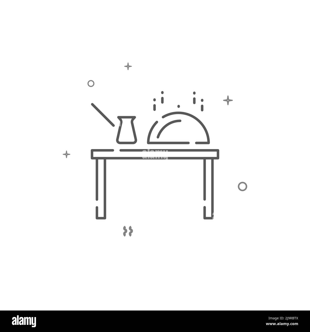 Petit déjeuner sur la table simple vecteur ligne icône. Symbole, pictogramme, panneau isolé sur fond blanc. Contour modifiable. Régler l'épaisseur de ligne. Illustration de Vecteur