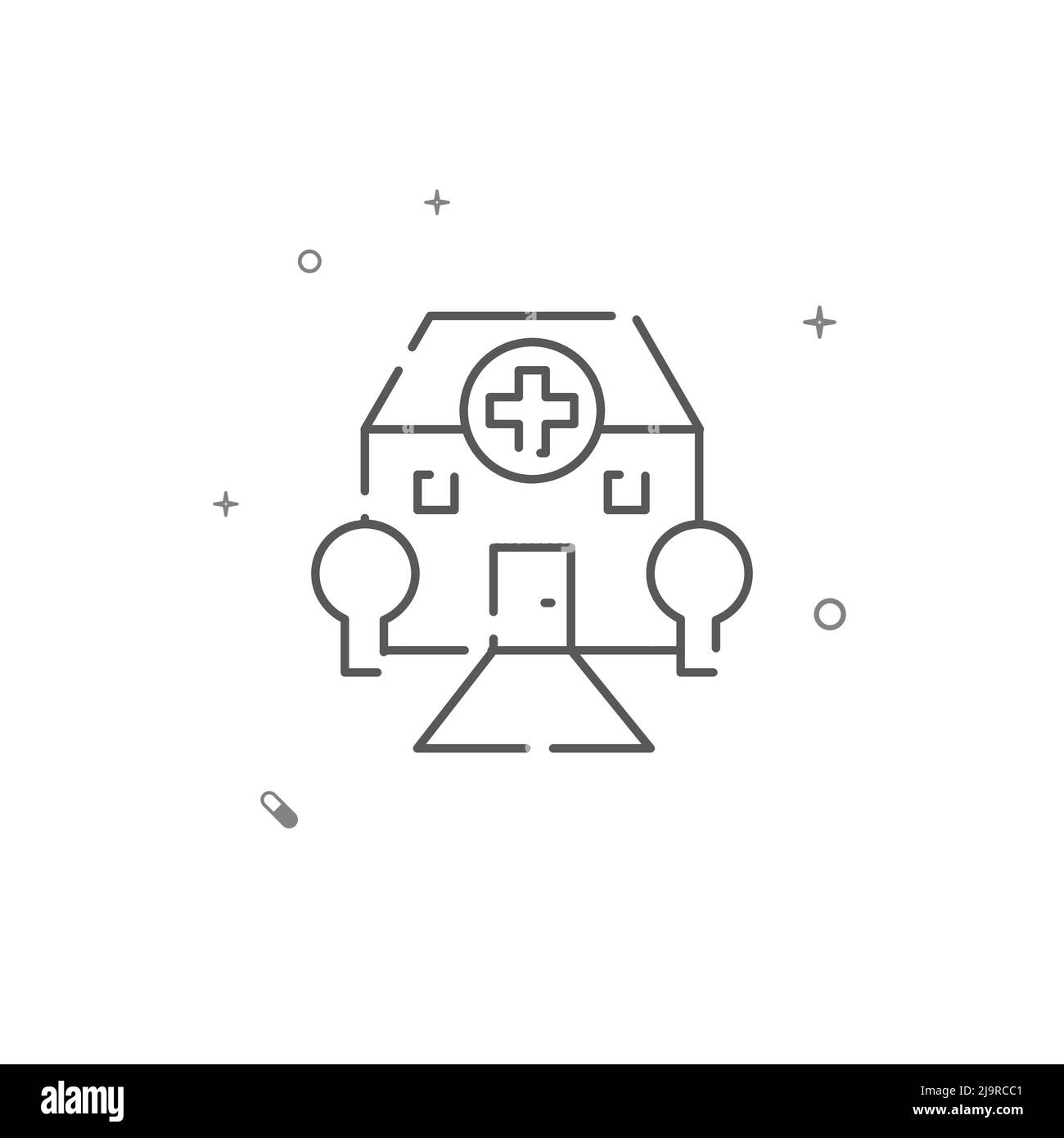 Icône de ligne vectorielle simple hôpital. Symbole, pictogramme, panneau isolé sur fond blanc. Contour modifiable. Régler l'épaisseur de ligne. Illustration de Vecteur