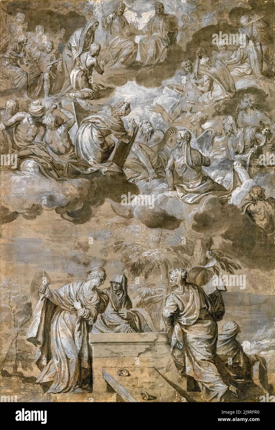 Paolo Veronese, allégorie de la Rédemption du monde, dessin au stylo et à l'encre, gouache, brosse et lavage, 1528-1588 Banque D'Images