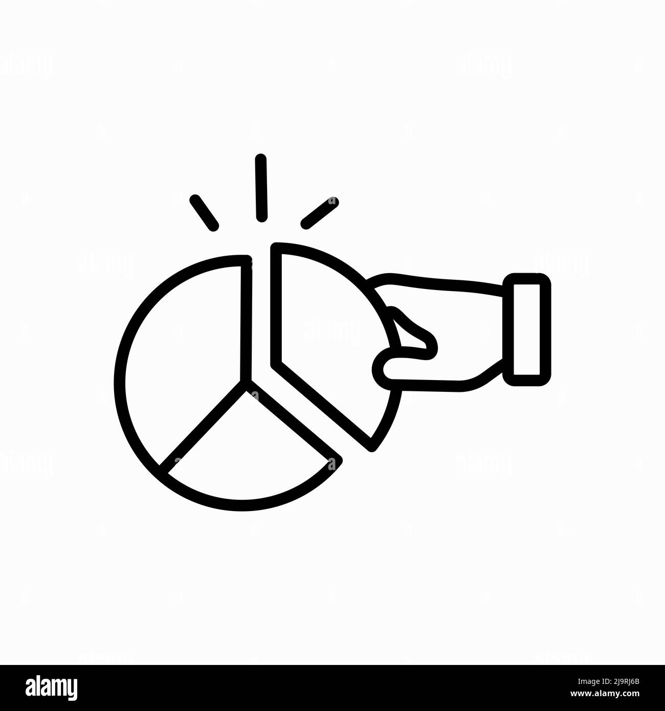 Main de contour prendre part à partir de l'icône de graphique à secteurs pour la conception de Web isolée sur fond blanc Illustration de Vecteur