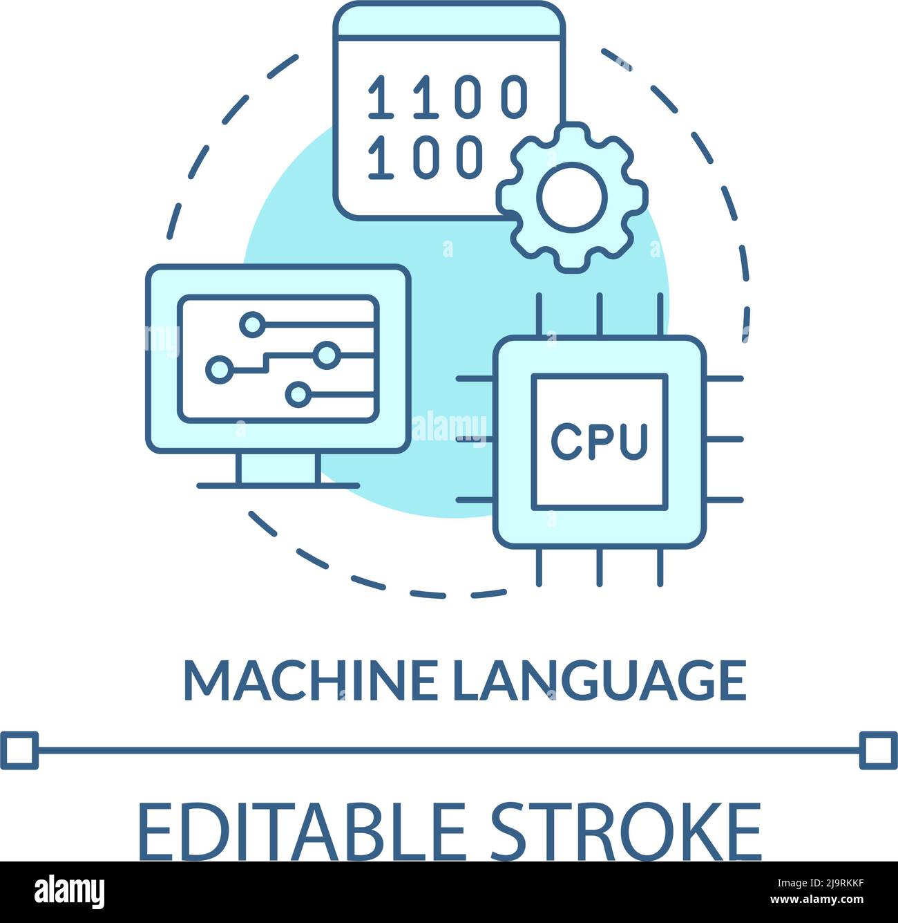 Icône de concept turquoise du langage machine Illustration de Vecteur