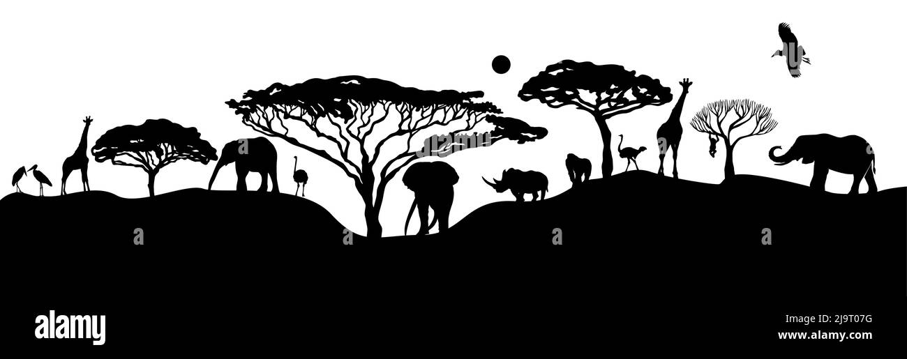 Paysage africain avec animaux. Illustration vectorielle Illustration de Vecteur