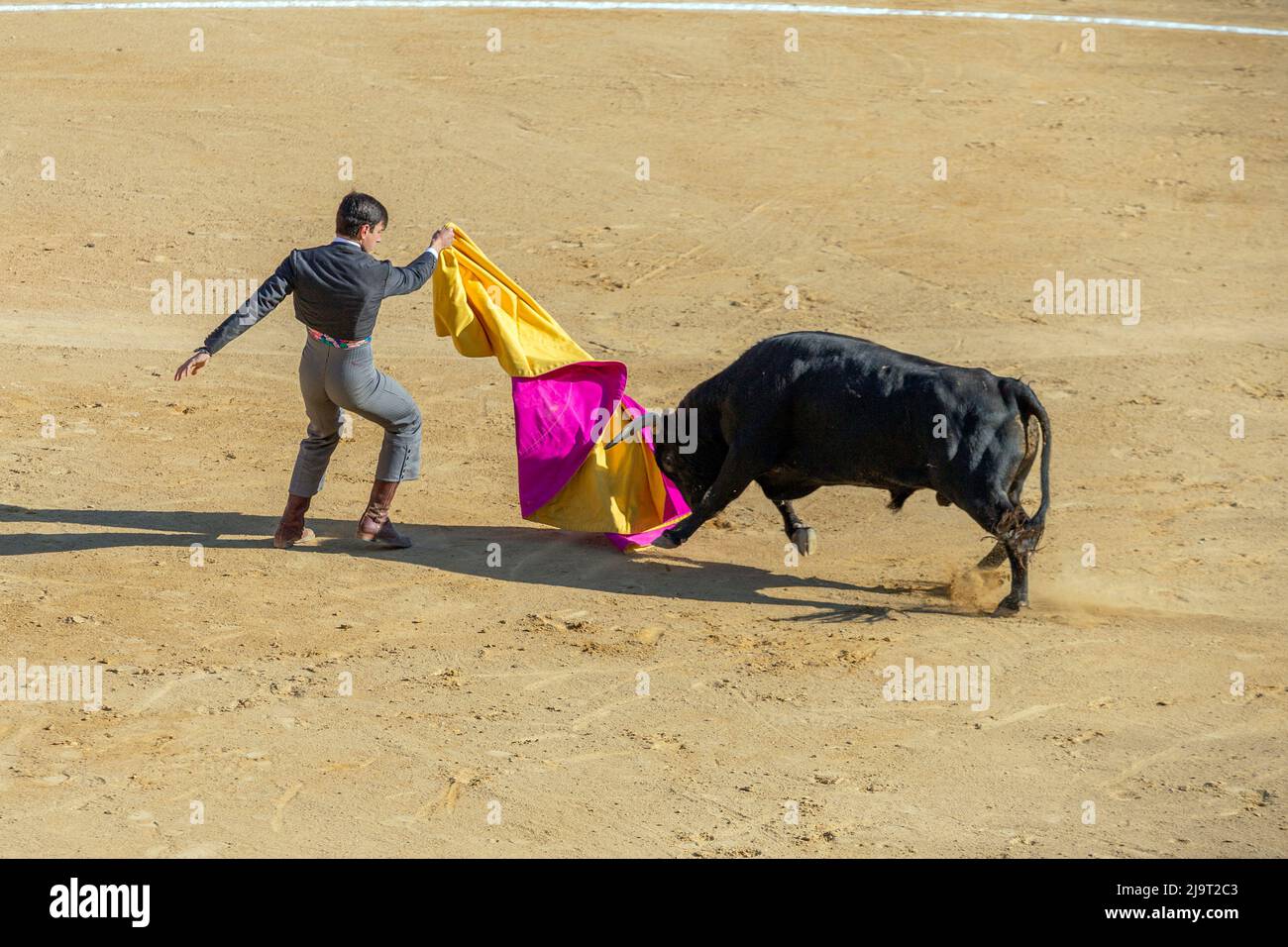 Valencia Espagne 05 06 2022 Un Corrida Jouant Avec Le Taureau Dans valencia-espagne-05-06-2022-un-corrida-jouant-avec-le-taureau-dans