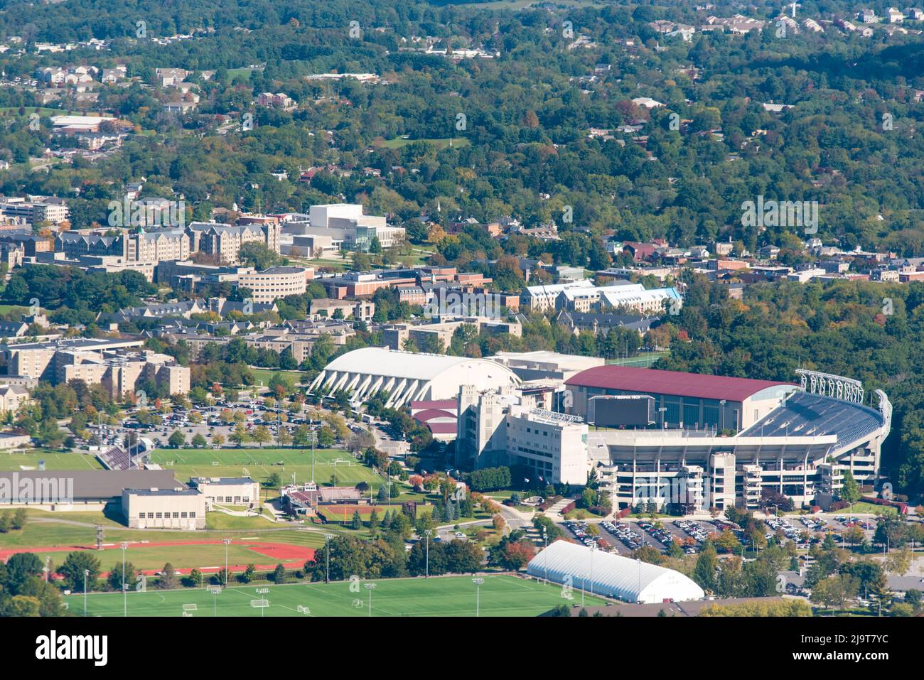 États-Unis, Virginie, Blacksburg, campus de Virginia Tech et terrains d'athlétisme. Banque D'Images