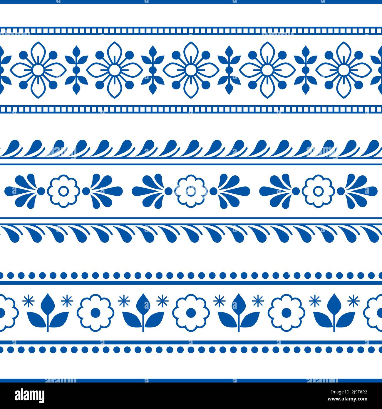 Imprimé scandinave floral textile ou tissu imprimé vectoriel sans coutures avec fleurs, décoration de style rétro Nordic folk art Illustration de Vecteur