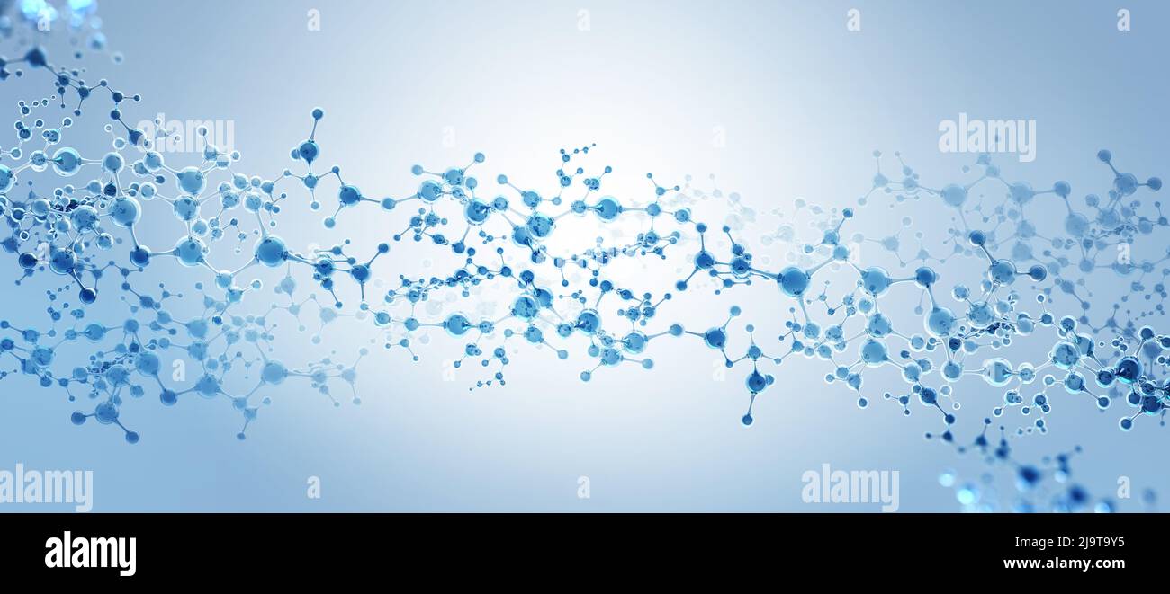 Structure moléculaire. Illustration de la cellule en cristal 3D. Nanotechnologie de haute qualité, expérience scientifique, médicale Banque D'Images