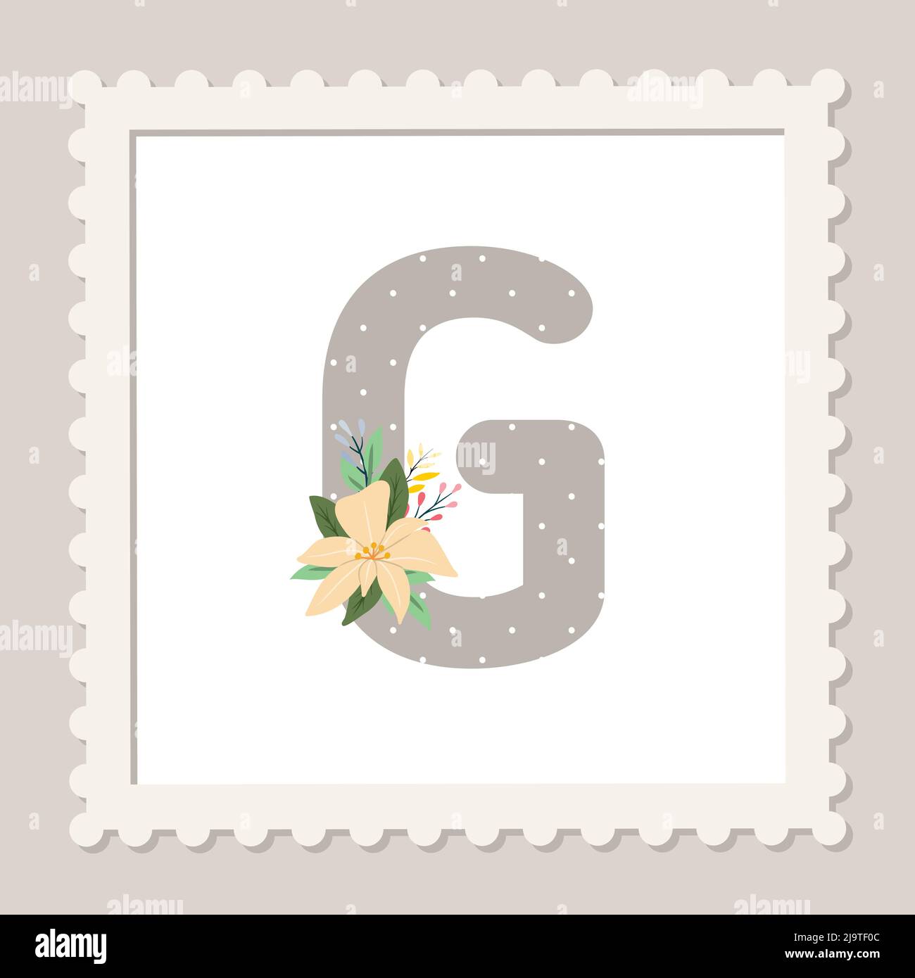 Lettre G avec fleurs. Caractères majuscules de l'alphabet floral ...