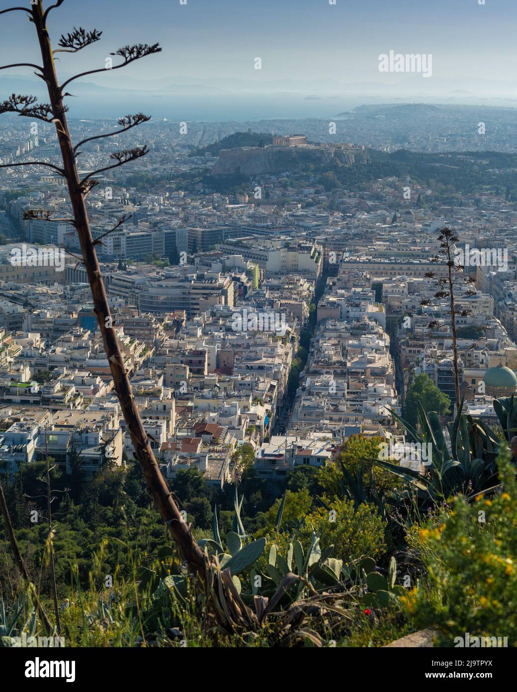 Vue sur Athènes depuis la colline de Lycabette Banque D'Images