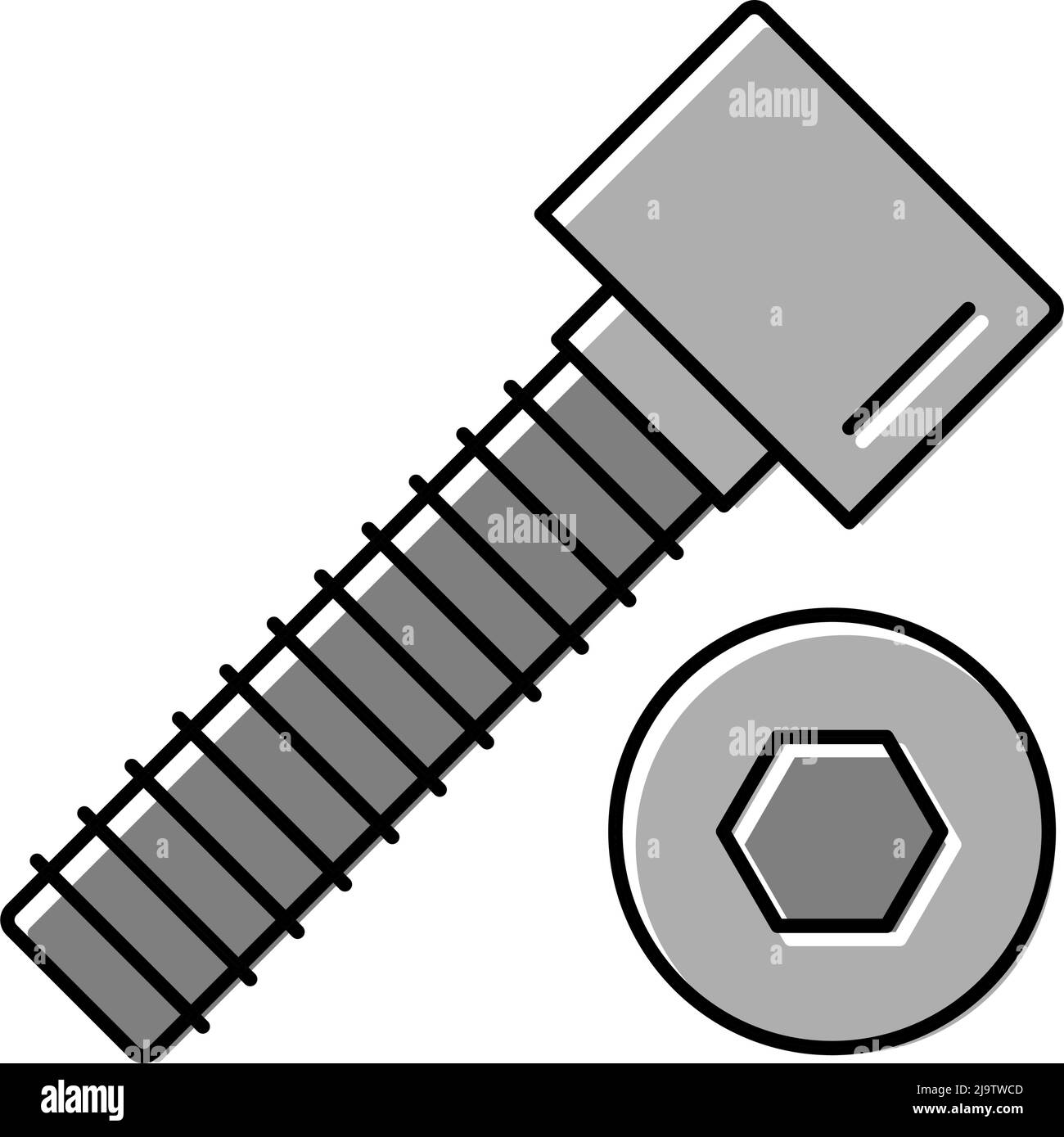 illustration vectorielle de la couleur de la vis à six pans creux Illustration de Vecteur