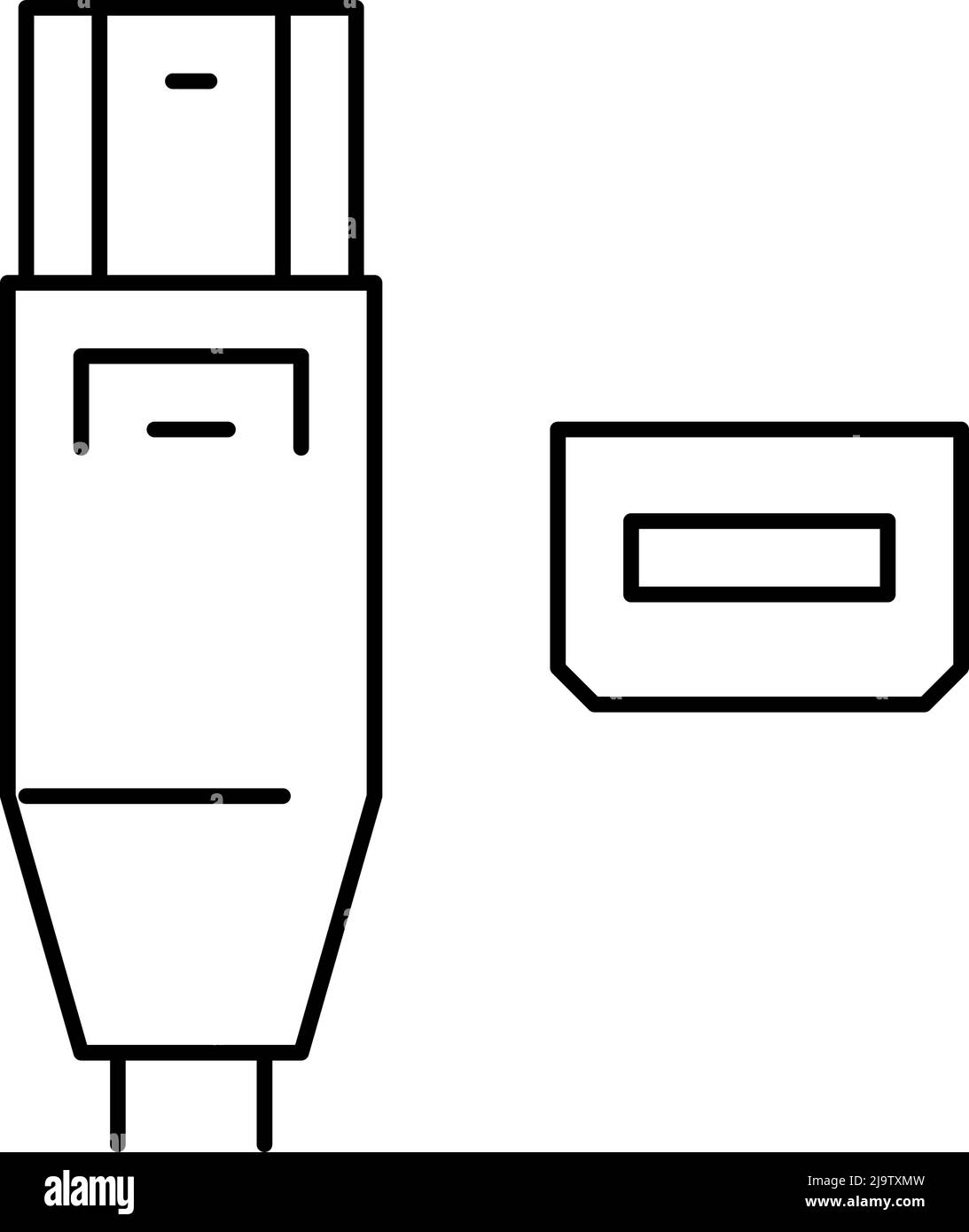 illustration vectorielle de l'icône de ligne de port thunderbolt Illustration de Vecteur
