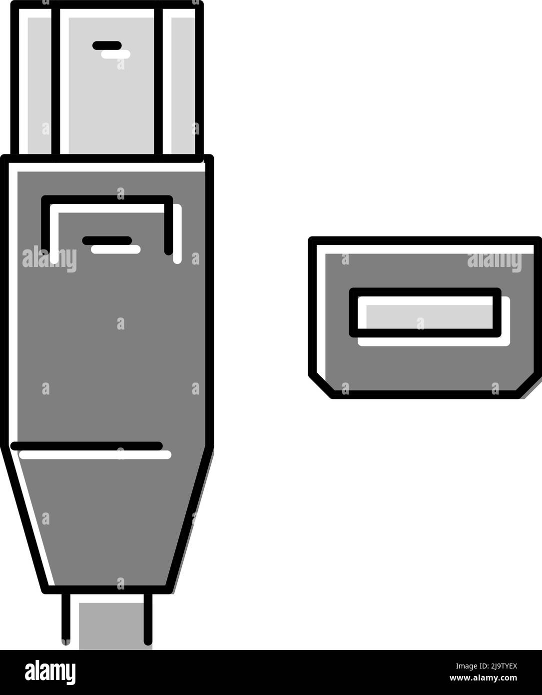 illustration vectorielle de l'icône de couleur du port thunderbolt Illustration de Vecteur