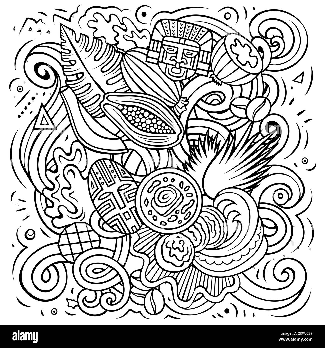 Illustration de gribouillages dessinées à la main pour la Colombie. Illustration de Vecteur