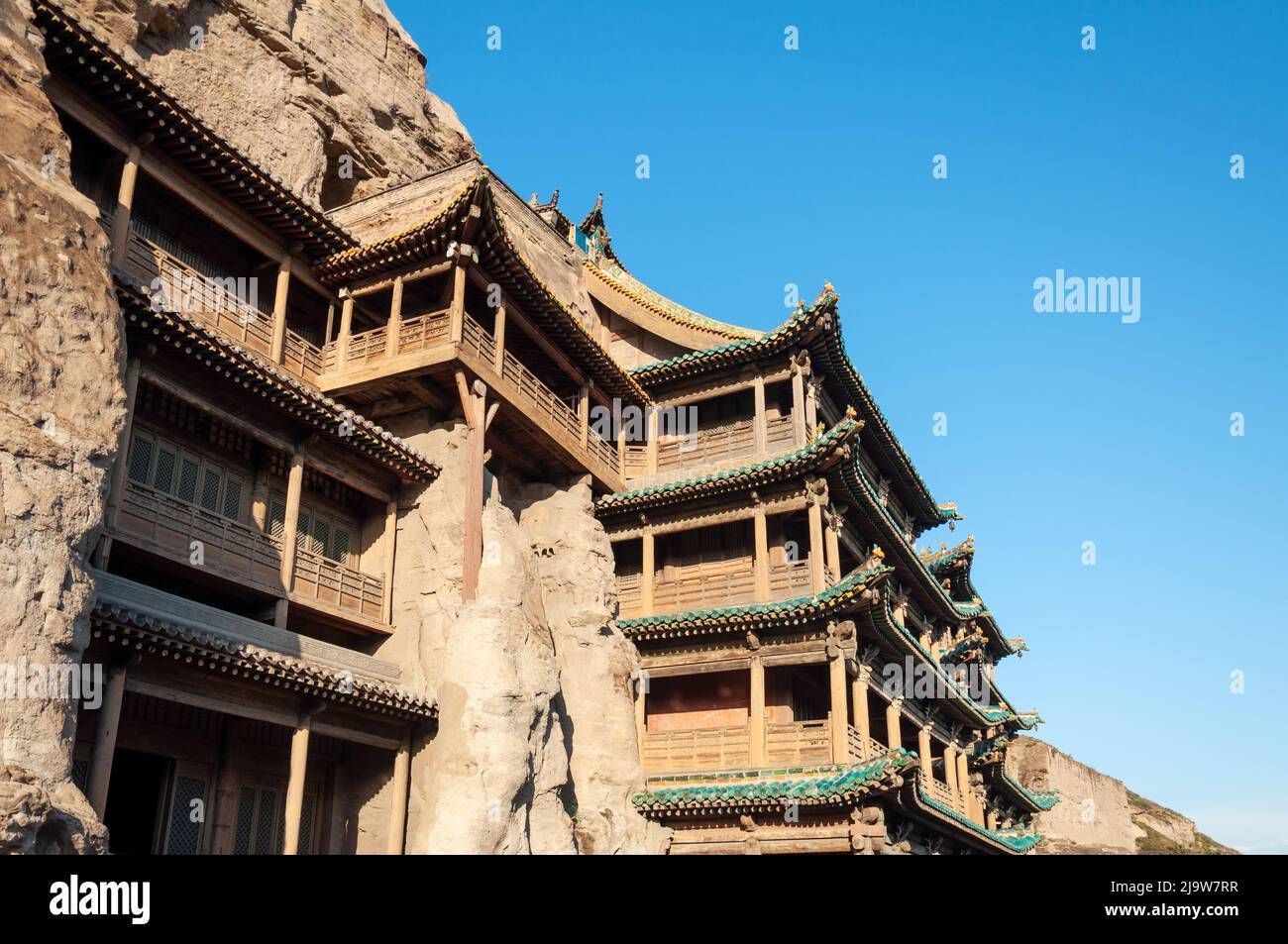 Temple suspendu aux grottes de Yungang à Datong, Shanxi, Chine Banque D'Images