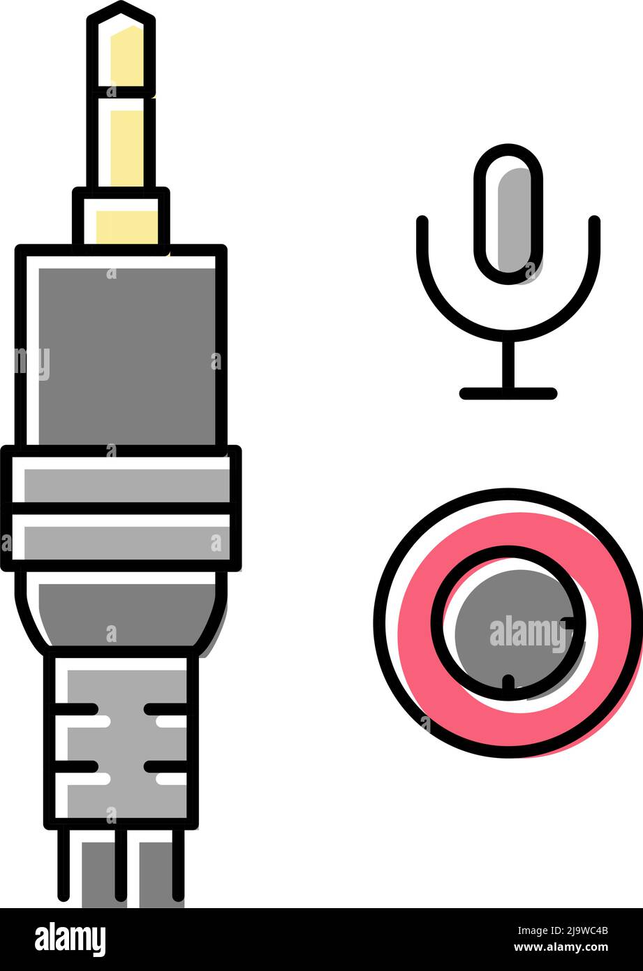 illustration vectorielle de l'icône de couleur du port microphone Illustration de Vecteur